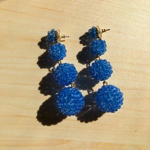 3 crystal like drop ball earrings